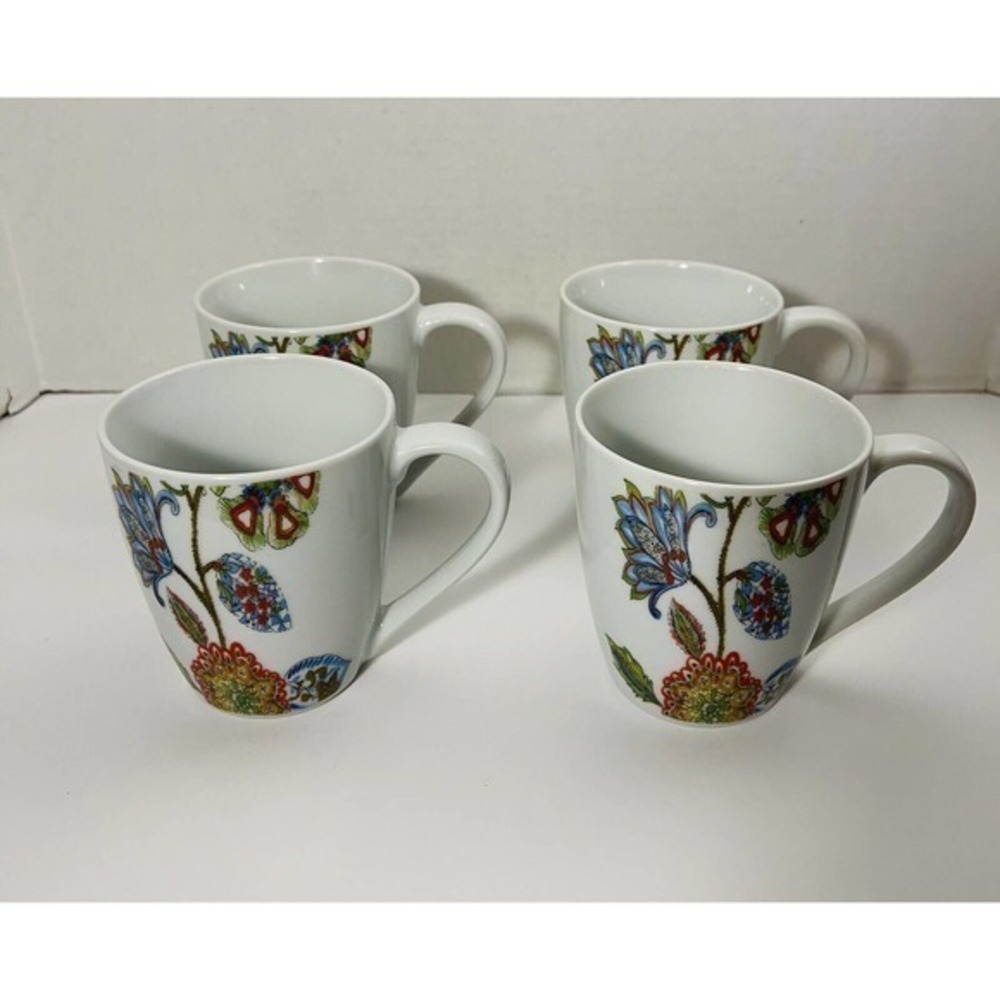 Tabletops Gallery Alain Set Of 4 Paisley Porcelain Mugs